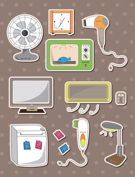 Cartoon home appliance stickers — Stock Vector