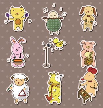 animla play music stickers clipart