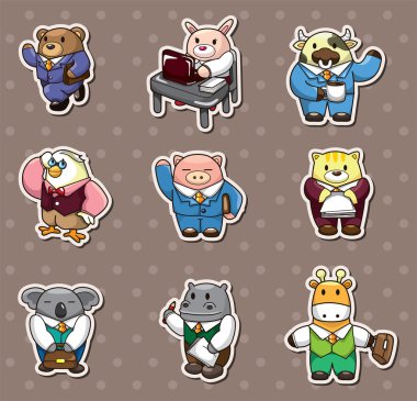 animal office worker stickers clipart