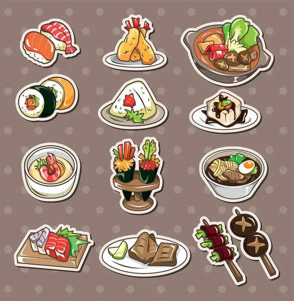 Pegatinas de comida japonesa — Vector de stock