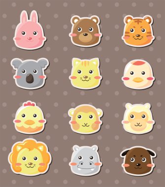 animal face stickers clipart