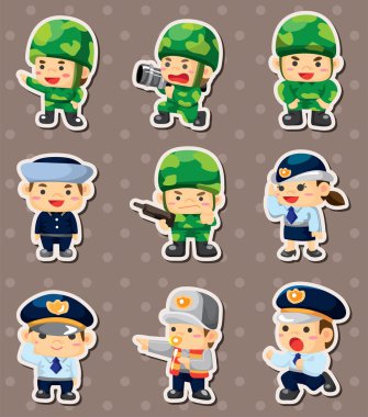 cartoon police and soldier stickers clipart