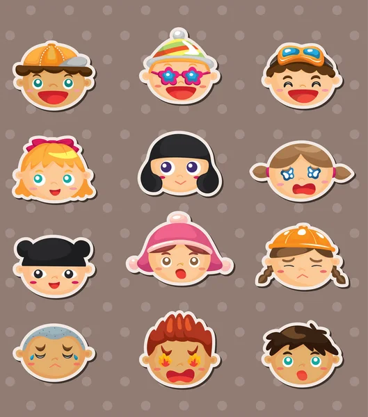 Kid face stickers — Stock Vector