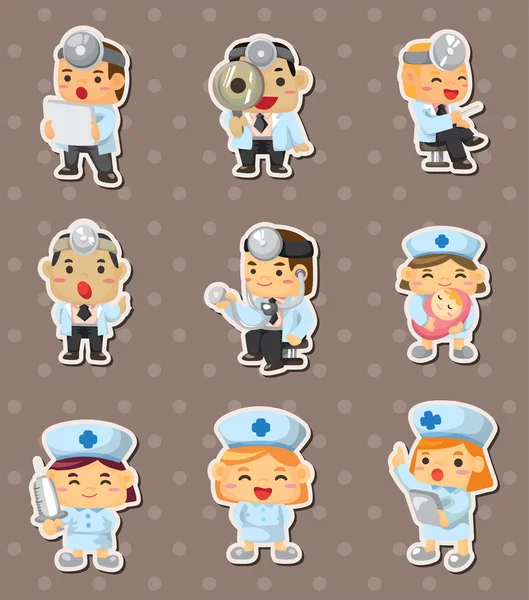 Doctor and nurse stickers — Stock Vector