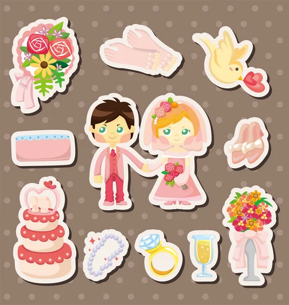 Cartoon bruiloft stickers — Stockvector