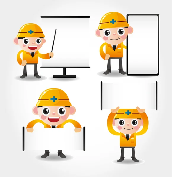 Worker and banner baord — Stock Vector