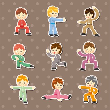 cartoon chinese Kung fu stickers clipart