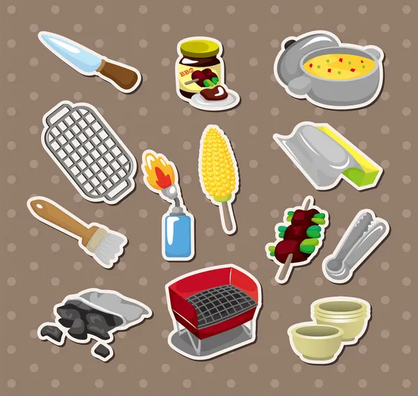 Bbq tools stickers — Stock Vector