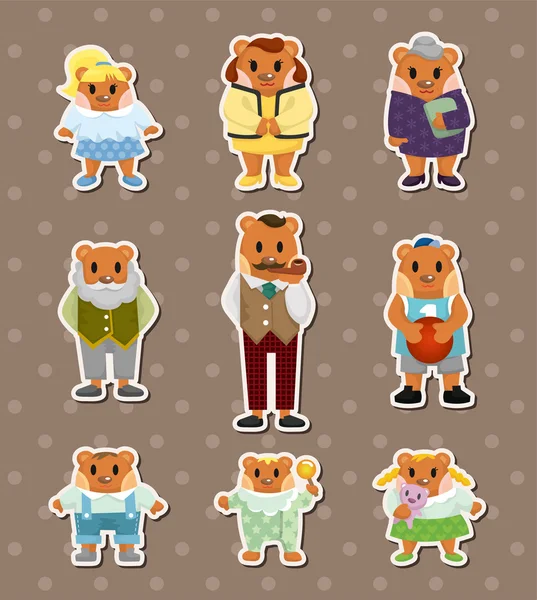 Autocollants famille ours — Image vectorielle