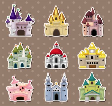 cartoon Fairy tale castle stickers clipart