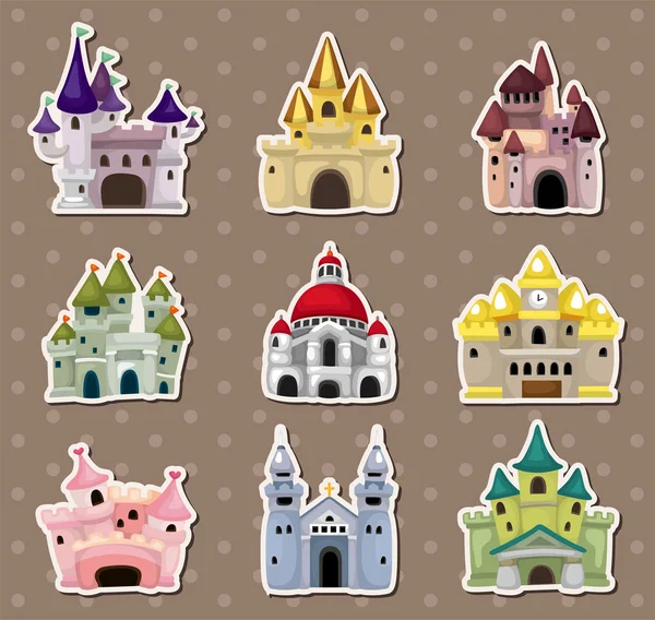 Cartoon Fairy tale castle stickers — Stock Vector