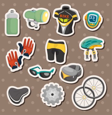 cartoon bicycle equipment stickers clipart