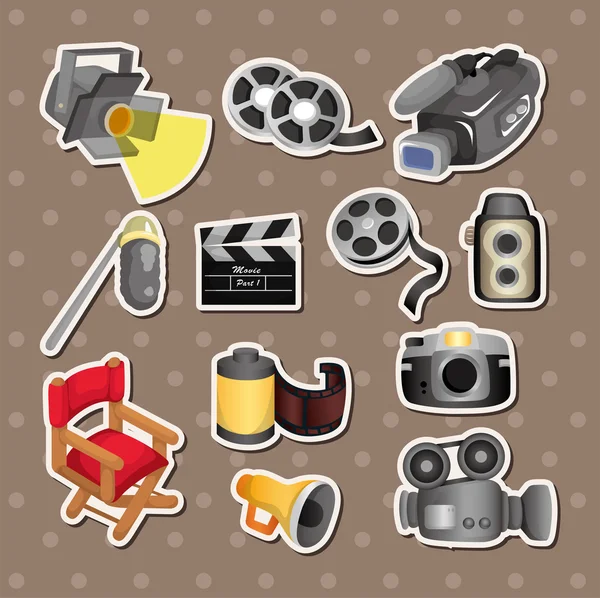 Cartoon movie equipment icon set — Stock Vector