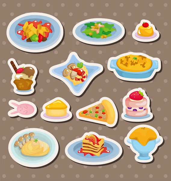 Cartoon Italian food stickers — Stock Vector