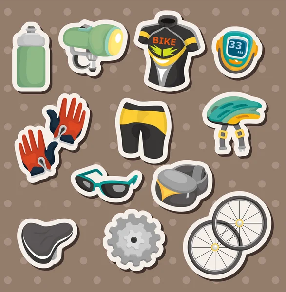 Adesivi attrezzatura bicicletta cartone animato — Vettoriale Stock