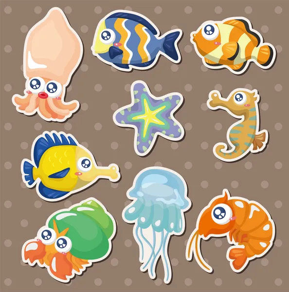 Cartoon vis collectie stickers — Stockvector