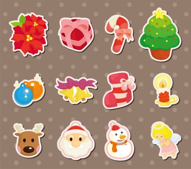 cute cartoon Christmas element stickers clipart