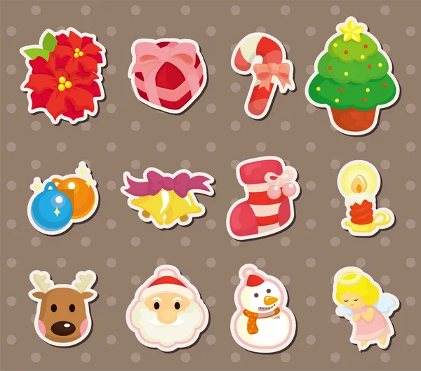 Cute cartoon Christmas element stickers — Stock Vector