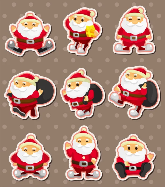 Cartoon jultomten jul klistermärken — Stock vektor