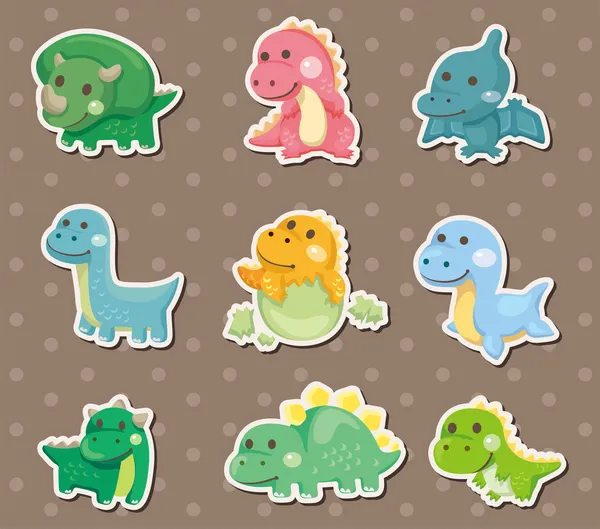 Autocollants dinosaures — Image vectorielle