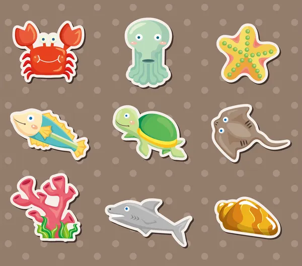 Cartoon aquarium dierlijke stickers — Stockvector