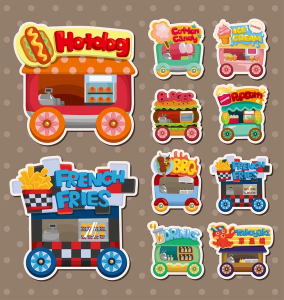 Cartoon market store car stickers — Stock Vector