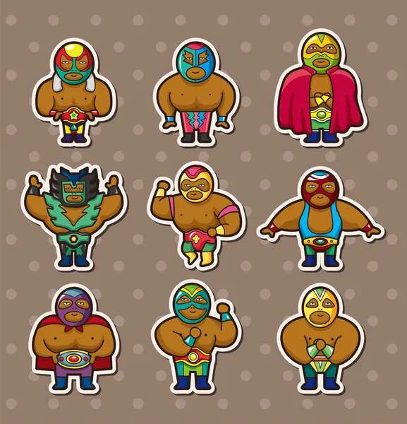 Cartoon-Wrestler-Sticker — Stockvektor