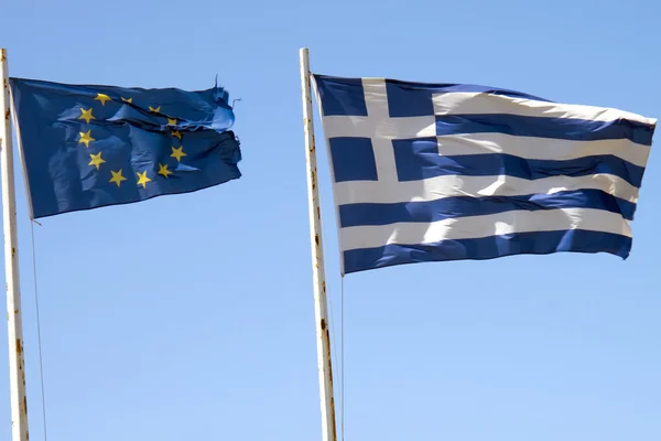 Flagi UE Grecja — Zdjęcie stockowe