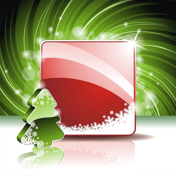 Illustrazione natalizia con pinetree 3d su sfondo rosso — Vettoriale Stock