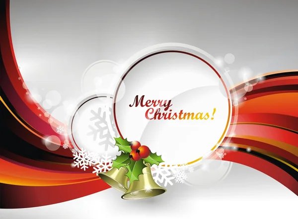Illustration vectorielle de Noël avec houx et cloches sur l'espace texte — Image vectorielle