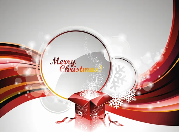 Illustration vectorielle de Noël avec boîte cadeau sur l'espace texte — Image vectorielle