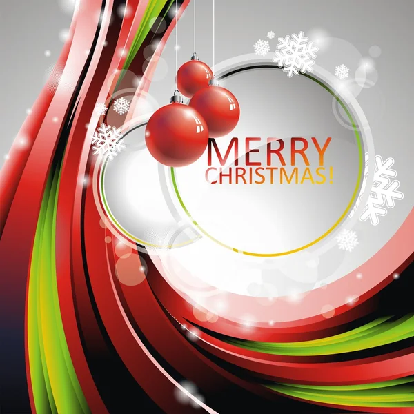 Illustration vectorielle de Noël avec boules de verre rouge sur l'espace texte — Image vectorielle