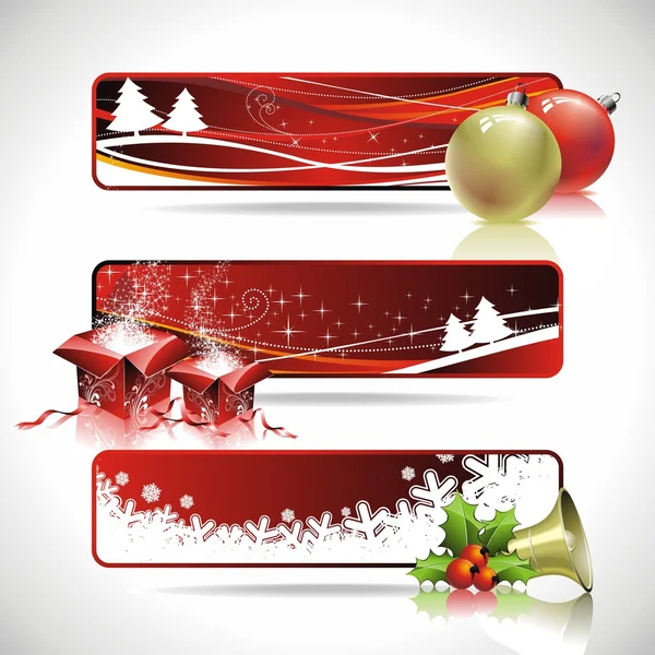 Three vector banner design on a Christmas theme.. — Stock Vector