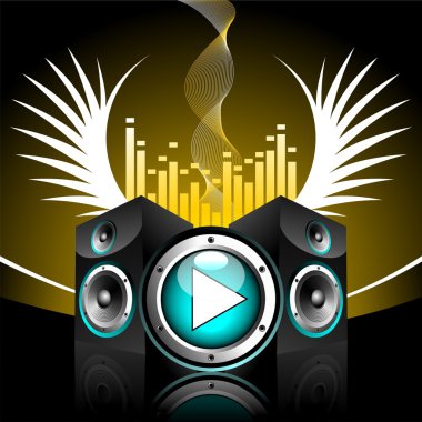 Vector illustration for musical theme with speakers and wing clipart