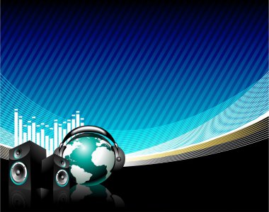 Music illustration with speaker and globe clipart