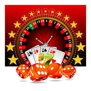 Vector gambling illustration with casino elements clipart