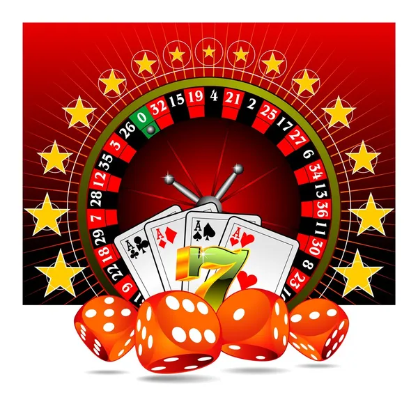Vektor Glücksspiel Illustration mit Casino-Elementen — Stockvektor