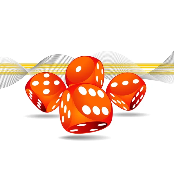 Illustration vectorielle de jeu avec quatre dés rouges — Image vectorielle
