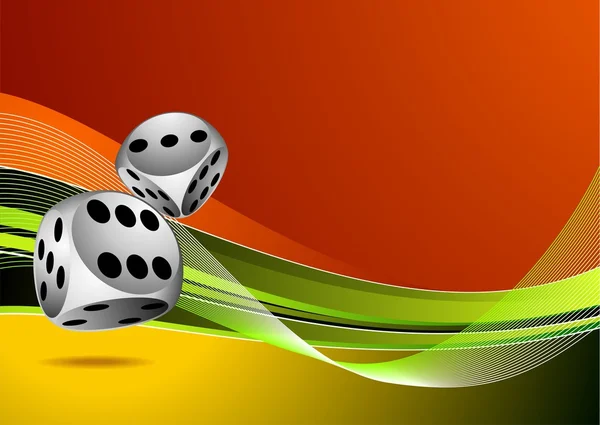 Vector casino illustration with two dice on color background — Stock Vector