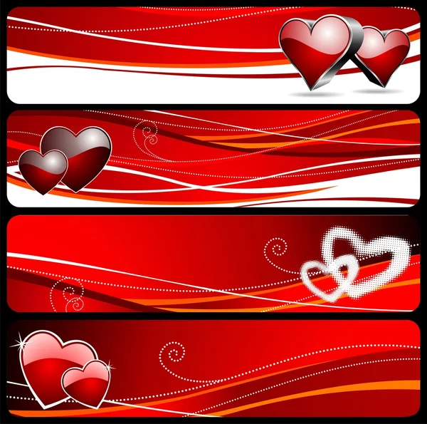 Gráfico de cuatro banners con Valentine — Archivo Imágenes Vectoriales