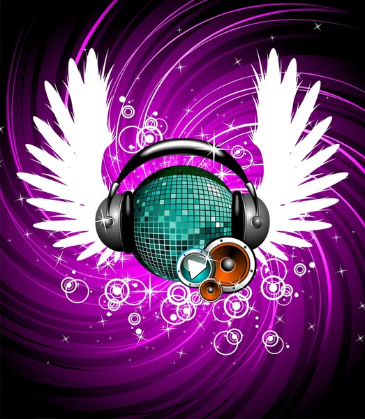 Wings and headphone — Stockvector