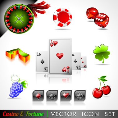 Vector icon collection on a casino and fortune theme. clipart