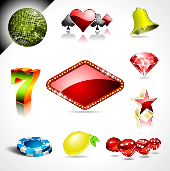 Vector icon collection on a casino and fortune theme. — Stock Vector