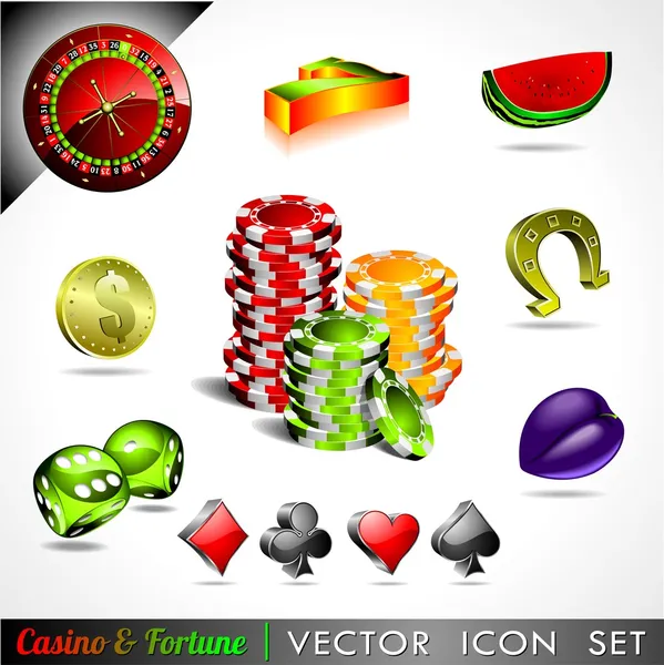 Sbírka vektorových ikon na téma kasino a štěstí. — Stockový vektor