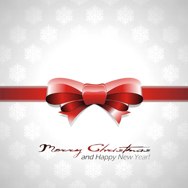 带红色蝴蝶结和缎带的矢量圣诞背景. — 图库矢量图片