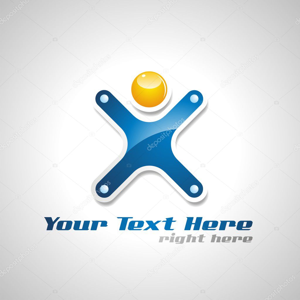 Vector corporate success logo with abstract human figure.