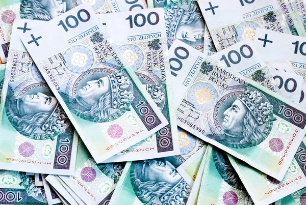 Un sacco di banconote cento zloty polacco — Foto Stock