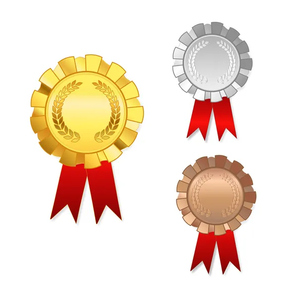 Corona de Laurel con Medallas de Oro Plata y Bronce — Vector de stock