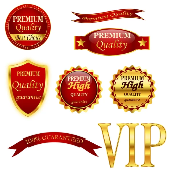 Red Quality labels — Stock Vector