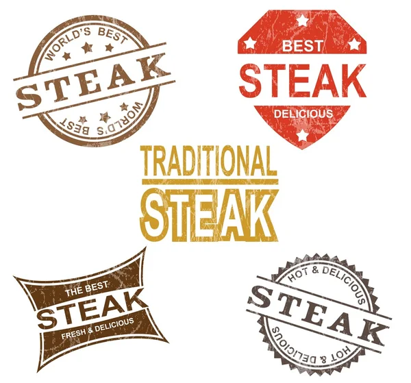 Steak stamps — Stock Vector